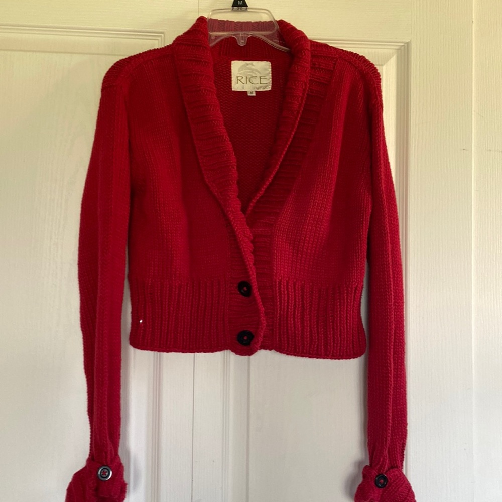 Red shirt cardigan